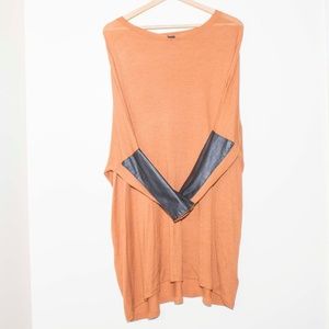 H&M Oversized Shirt with Faux Leather Sleeves